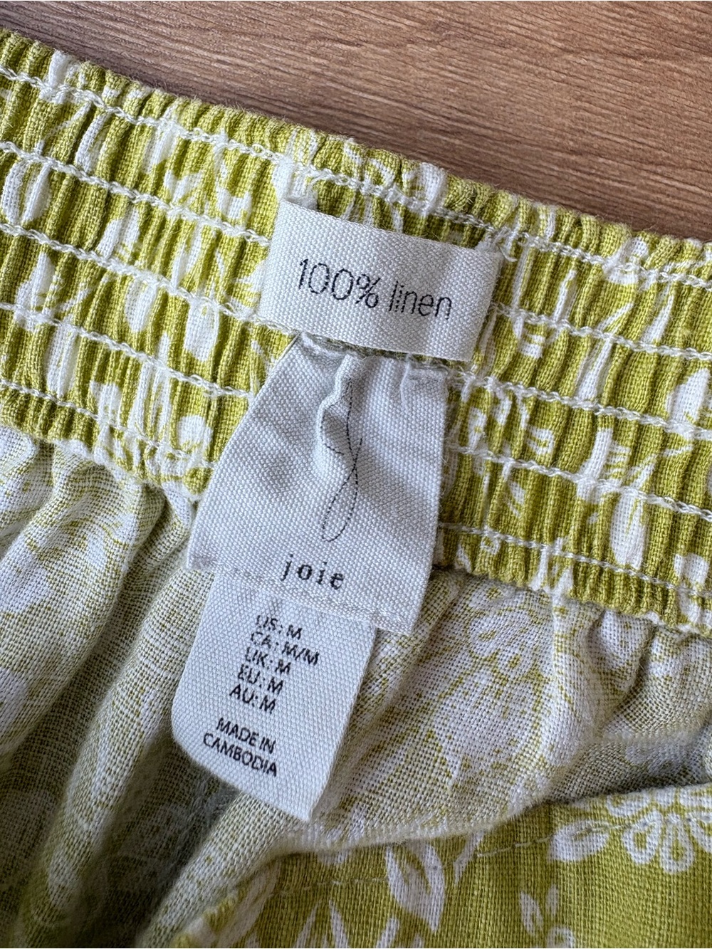 Joie 100% Linen Flat Front Wide Leg Floral Boho Cropped Pants. Size medium - Picture 4 of 12
